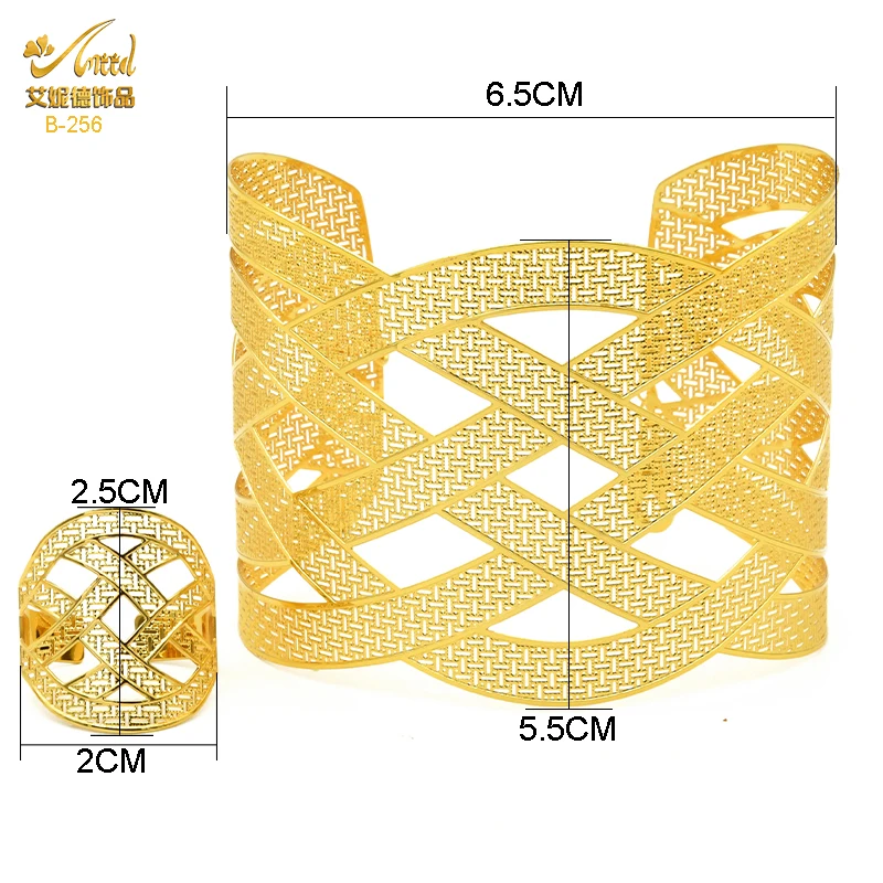 ANIID Dubai Chain Cuff Bangle With Ring For Women Moroccan Plated Bracelet Jewelry Nigerian Wedding Party Gift Indian Bracelet