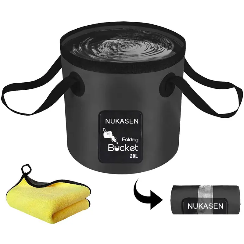 NUKASEN Folding Car Water Bucket 20L Gallon Container Portable Wash Basin For Camping Fishing Travelling Outdoor Car Washing folding bucket water bucket car wash bucket