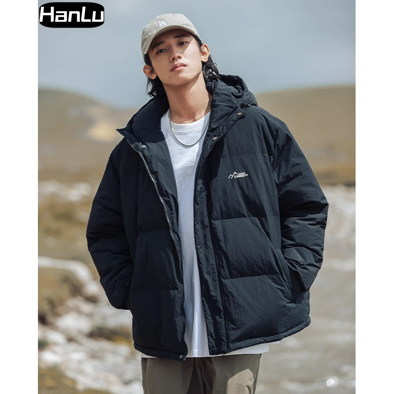 Men's Winter Loose Thickened Hooded Cotton Coat Couple Bread Set Fashion Embroidery Windproof Cotton Coat