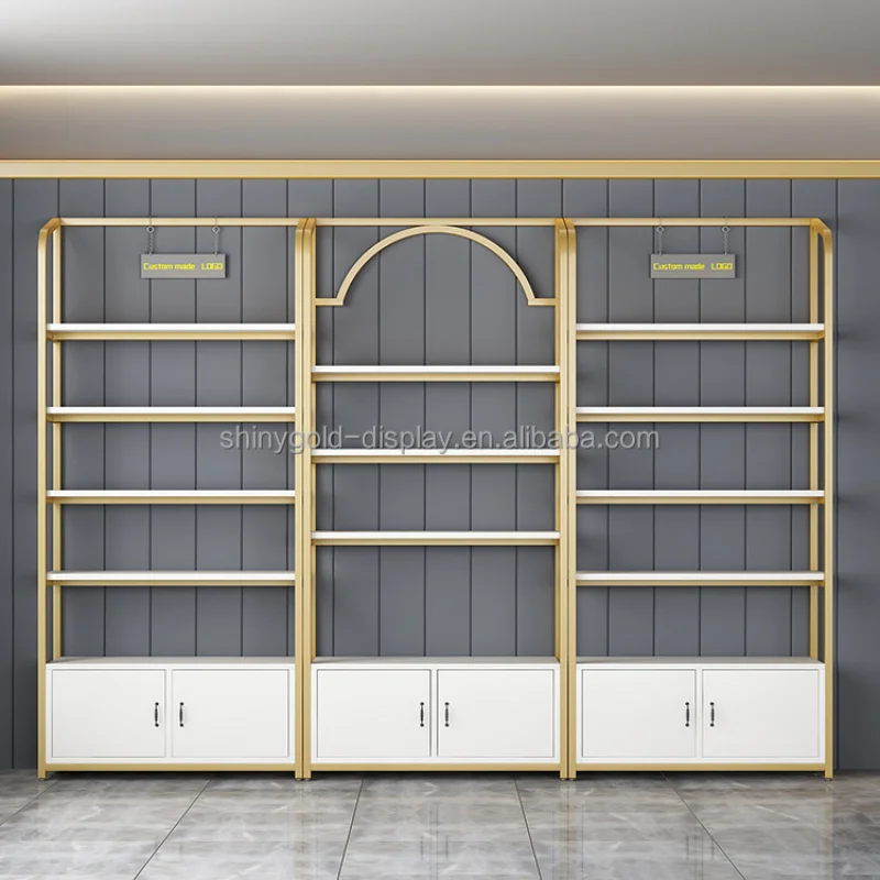 맞춤형 고급 화장품 진열장 화이트 리테일 메이크업 디스플레이 쇼케이스 디자인 가구 화장품 선반 진열대