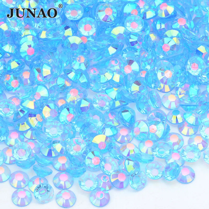 JUNAO Wholesale 2 3 4 5 6 mm Transparent Resin Rhinestone Bulk Flatback Strass Diamond Non Hot Fix Crystal Stones for DIY Crafts Garment Hooks Fabric & Sewing Supplies