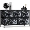 5 Drawer Storage Chest Organizer Marble Pattern Fabric Drawers Lightweight Lightweight Design Home Office Bedroom Living Room 5