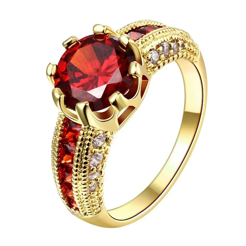 

Luxury Red Ruby Gemstone Rings for Females Bizuteria Wedding Engagement Jewelry Bagues Pour Birthstone Anillos De Jewelry Anel