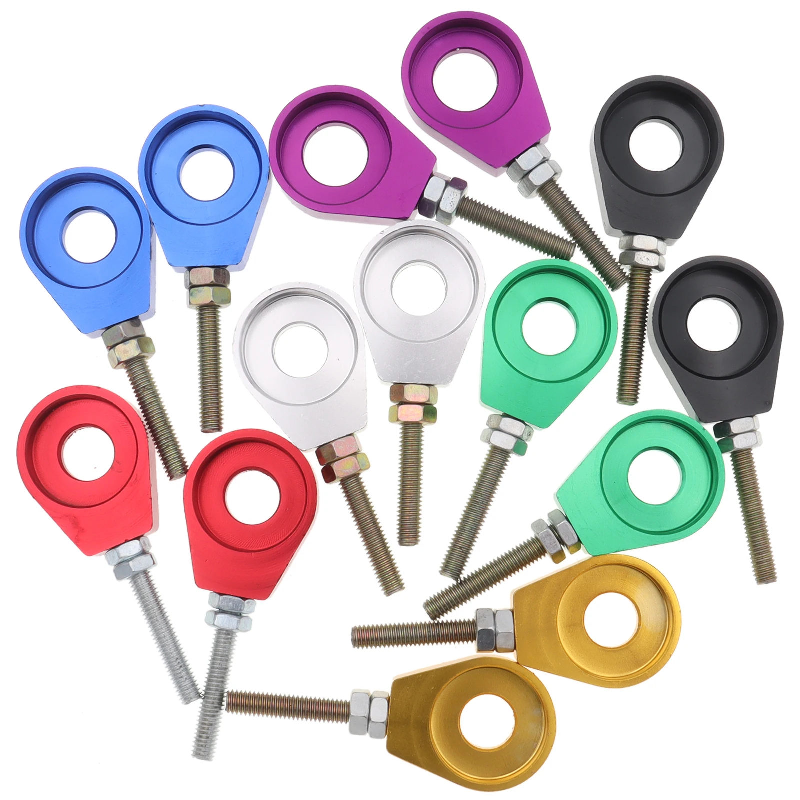 12mm/15mm M6 Colorful Rear Wheel Axle Hole Chain Tensioner Adjuster for Pit Pro Trail Quad Dirt Bike ATV