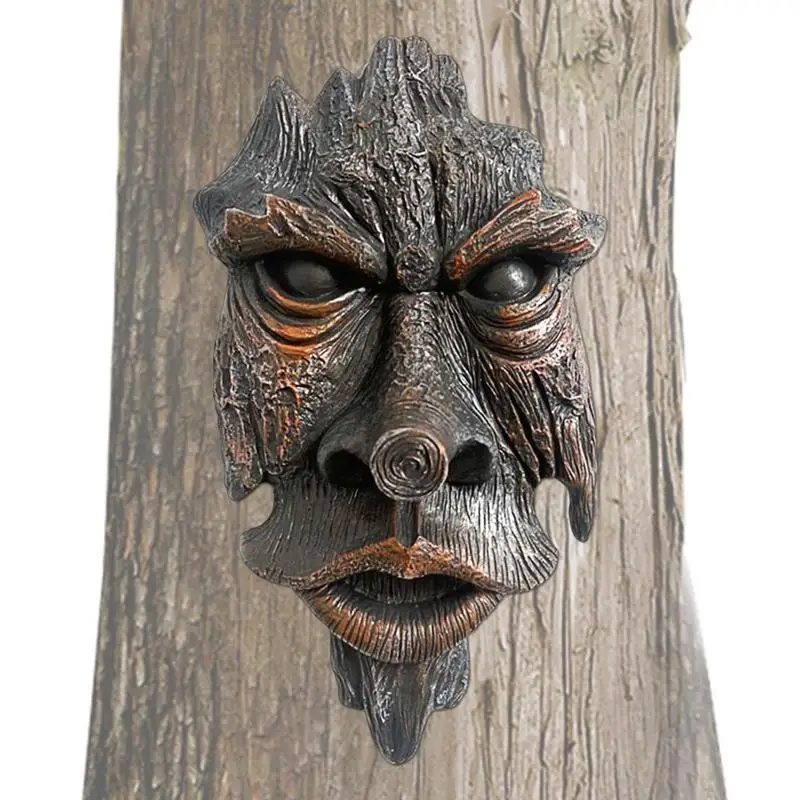 

Tree Faces Decor Outdoor Bird Feeder Tree Face Resin Decor Add Rural Atmosphere Strong Decorative Effect Easy To Install For
