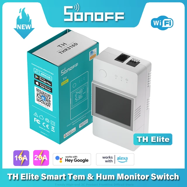 Sonoff TH20 Elite funzione Termostato per Accendere e Spegnere  l'alimentazione di un Condizionatore 