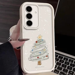 Festive Christmas Tree Soft TPU Phone Case - Durable and Stylish Protective Cover for Galaxy S25 Ultra (A628 Beige White)