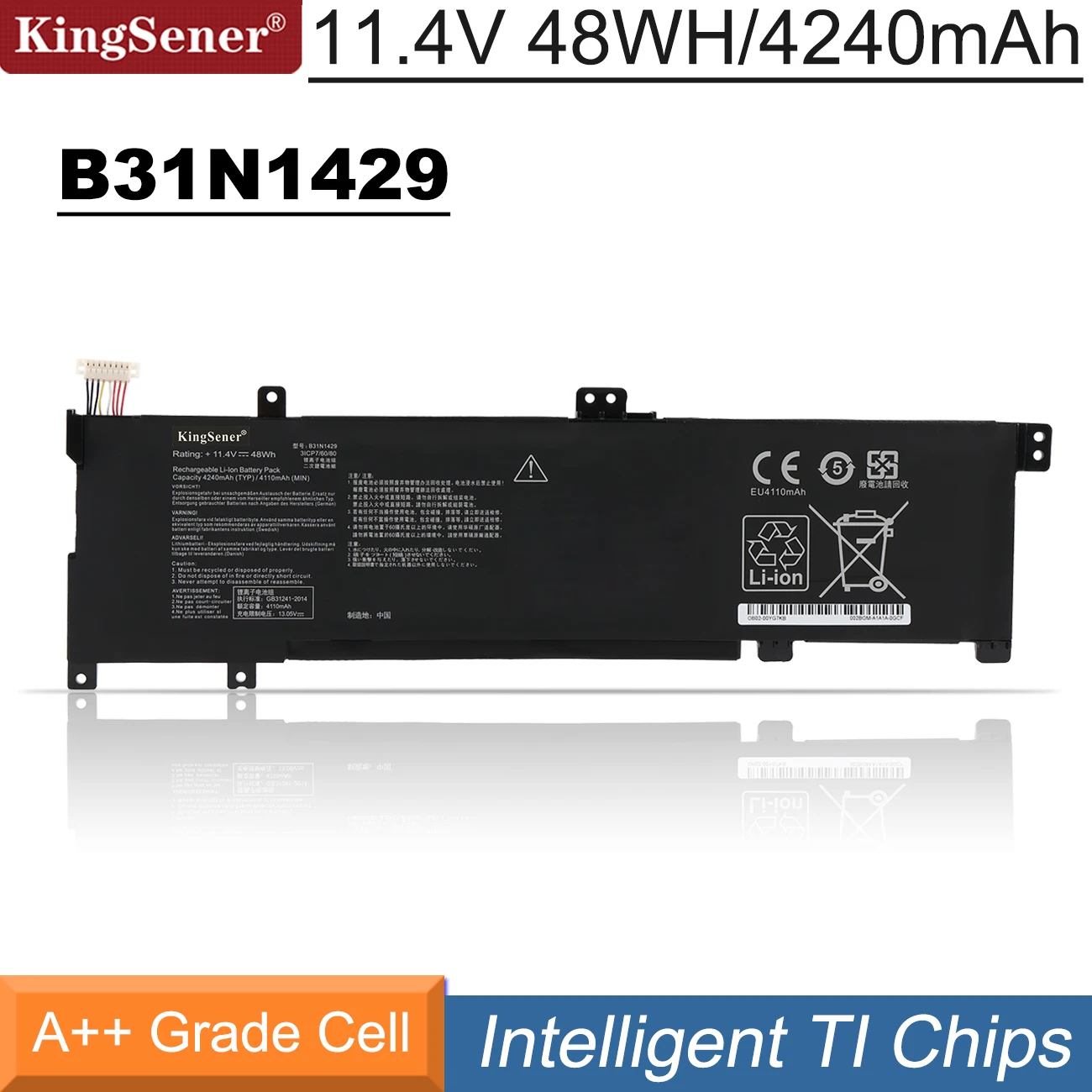 Kingsener-bateria do Portátil para Asus B31n1429 A501l A501lx A501l A501lb5200 K501u K501ux K501ub K501uw K501lg 48wh