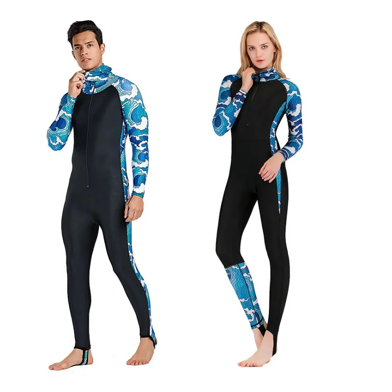 SBART Professional Long Sleeved Wetsuit with Hoodies Women Zipper Full Body Wetsuits Swimsuit Snorkeling Jumpsuits Diving Suit