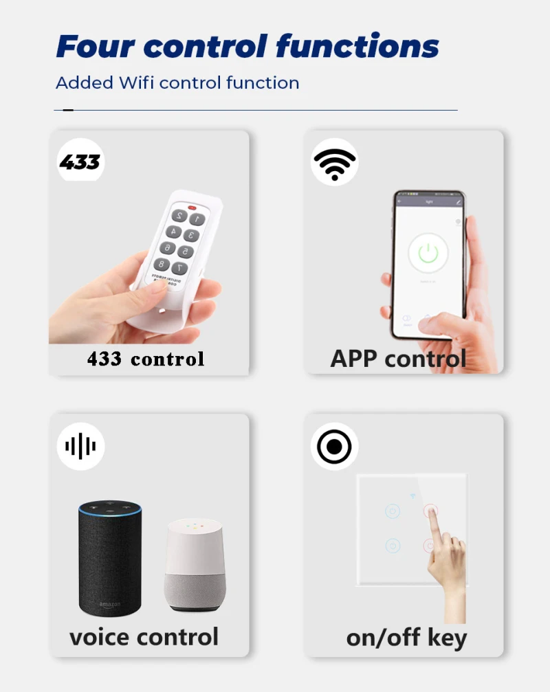 BSEED Interruptor de Pared WiFi,Interruptor Smart 2 Gang 2 Vías con  Pantalla Táctil Negro,Compatible con Alexa y Google Home, Control de APP y  Función de Temporizador-2 Paquete【Se necesita Neutro】 : : Bricolaje