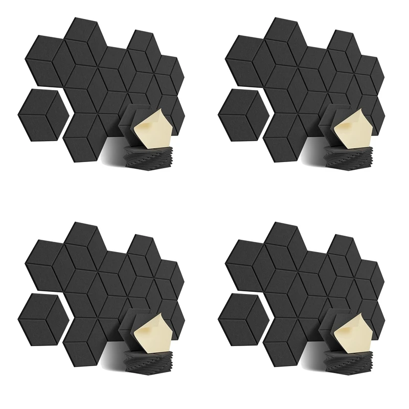 

48 PACK Acoustic Foam,Self-Adhesive Sound Proof Panels,For Sound Insulation &Acoustic Treatment(Black)