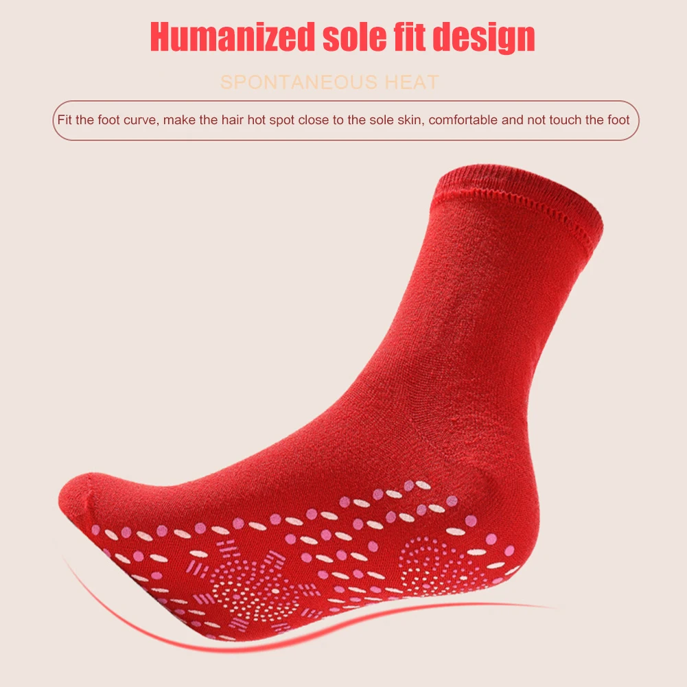 1pair Unisex Winter Warm Self-Heating Health Socks Pain Relief Outdoor Anti-Cold Therapy Magnetic Thermal Stockings Men/Women