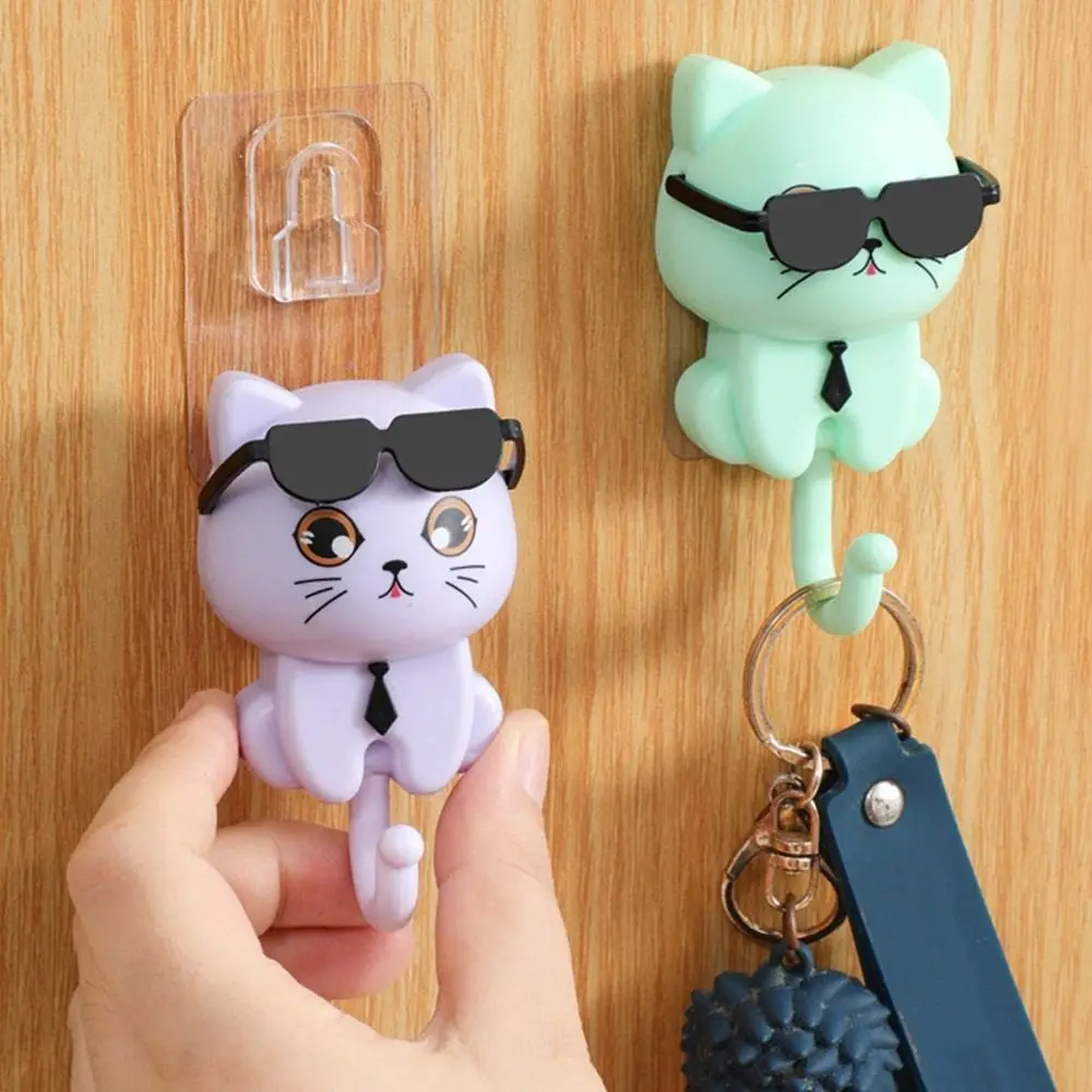 Wall Hanging Hook Creative Plastic Cartoon Cat Hooks Decorative Waterproof Key Hangers Sunglasses Cat Hooks Bathroom Self Adhesive Hooks Metal Wall Key Holder Key Holder Adhesive Hooks Wall Key Holder