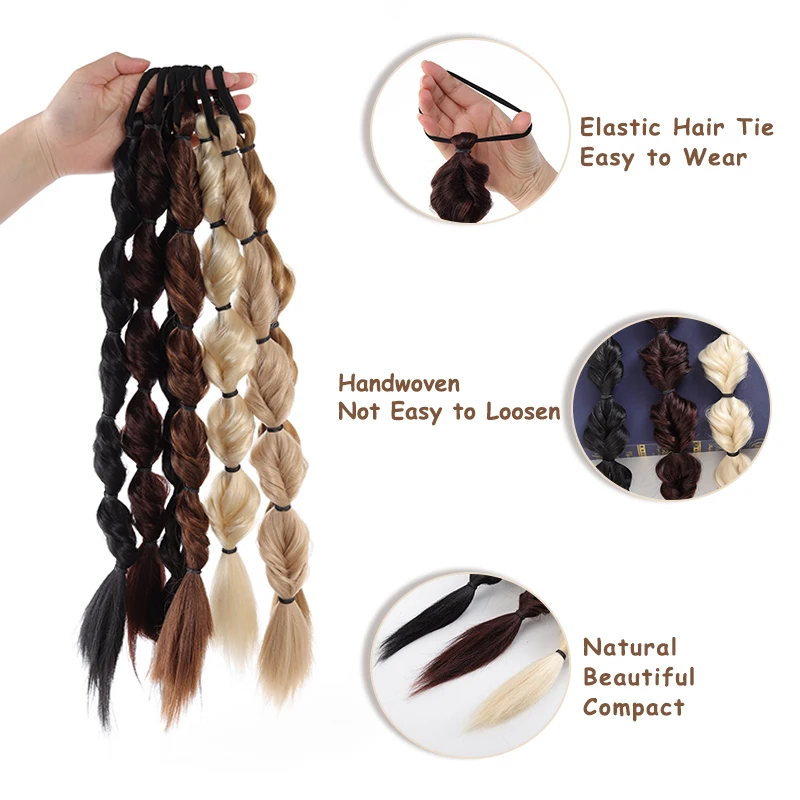 LUPU 20 Inch Ponytail Wig Female Bubble Braid Natural Dye Twist Braid Tie-Up Dreadlocks1 piece Ponytail Lantern Braid