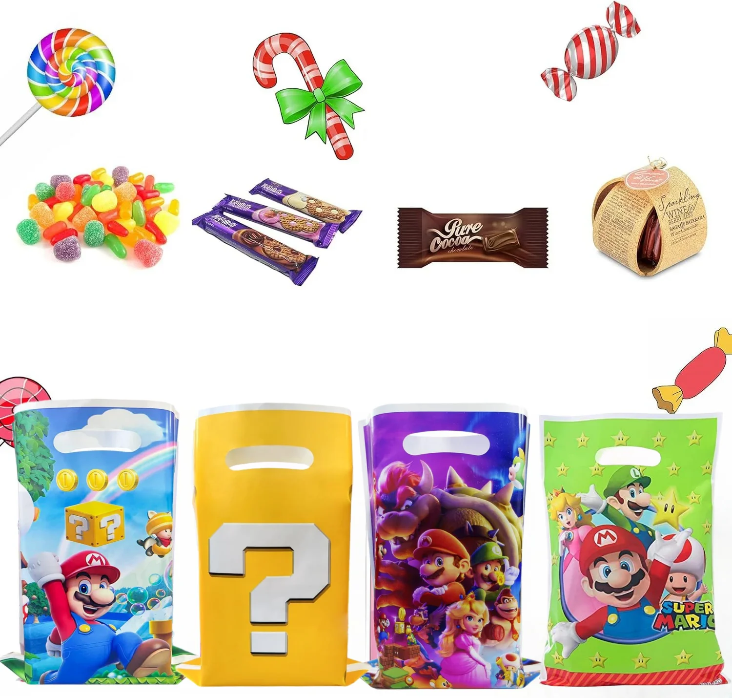 Sacchetti regalo super Mario decorazione di compleanno pacchetto di biscotti Super Bros Goody sacchetto di caramelle Baby Shower regali per bambini per forniture per feste