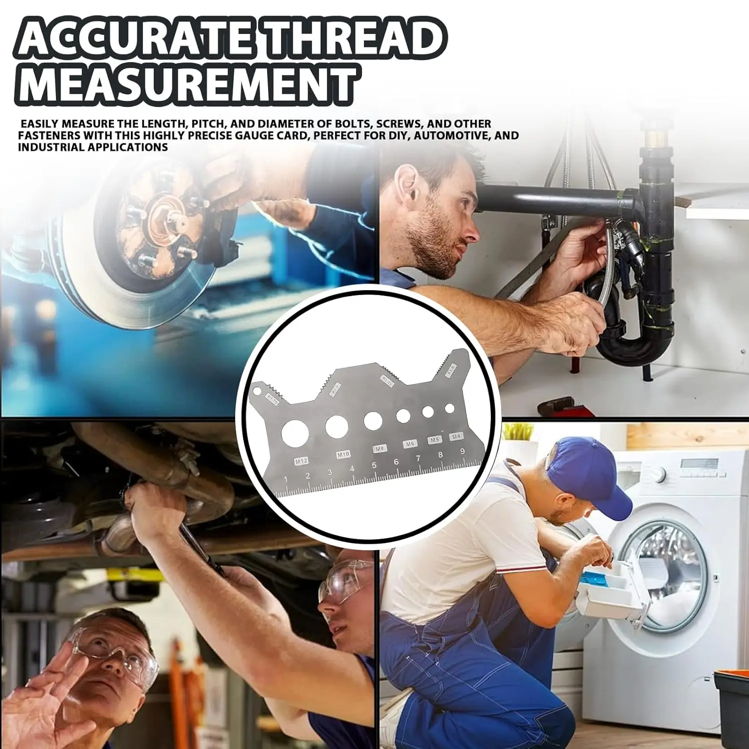 1pc 나사산 피치 게이지 눈금자 측정 도구 볼트 너트 미터법 가공 나사산 나사 절삭 게이지 각도 모델 측정