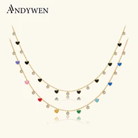 ANDYWEN 925 argent Sterling or bohême CZ arc-en-ciel coeur breloque collier ras du cou 2023 printemps noël bijoux pour les femmes fête 1