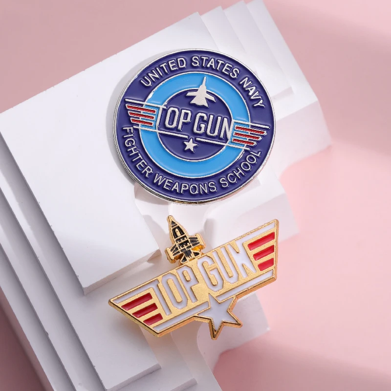 Top Gun Maverick Enamel Pins Custom Military Battleships Navy Logo