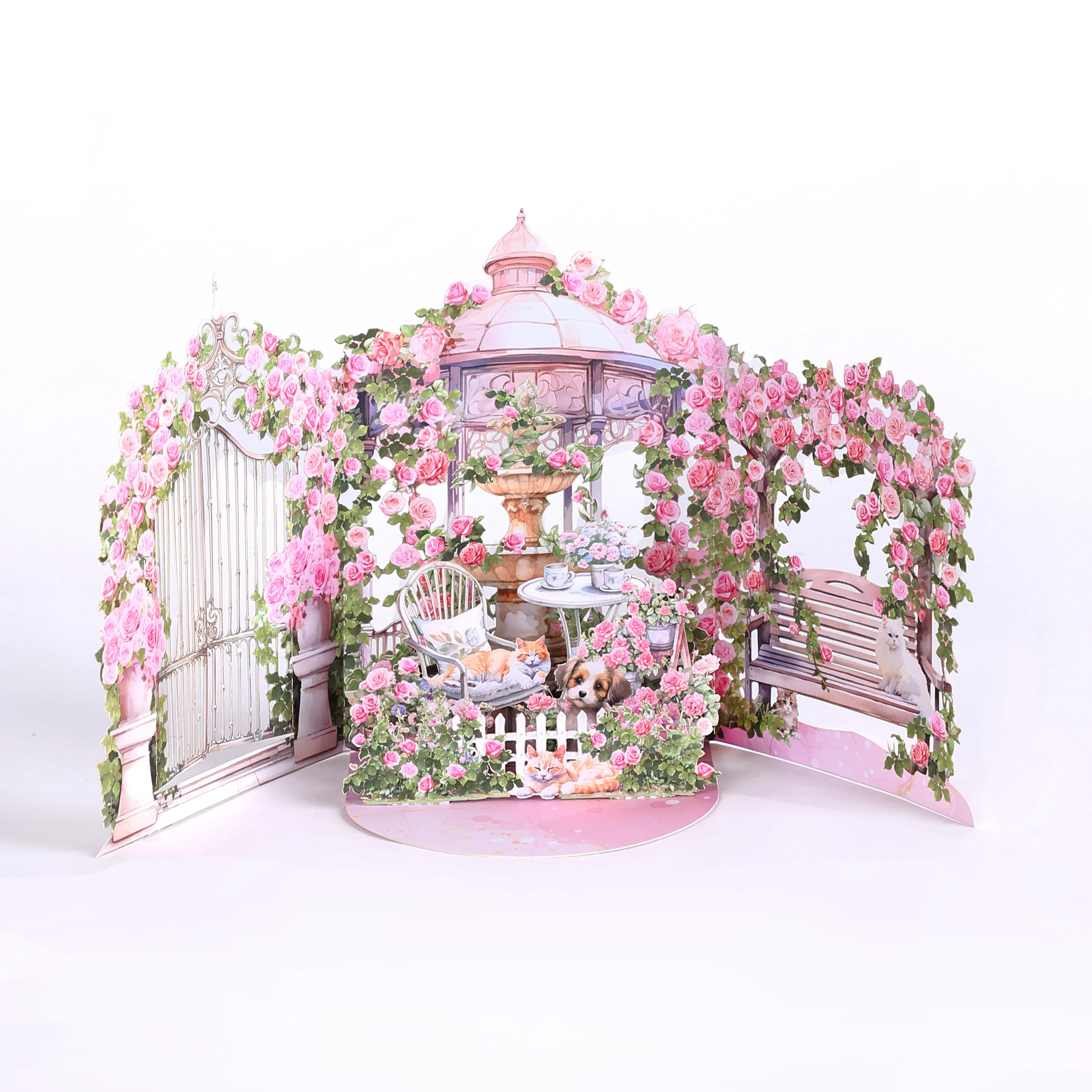 Pink Rose Garden Pop-Up Greeting Card – 3D Flower Birthday Anniversary Gift for Lover, ... - SKU PGC00852 - UGI Packaging