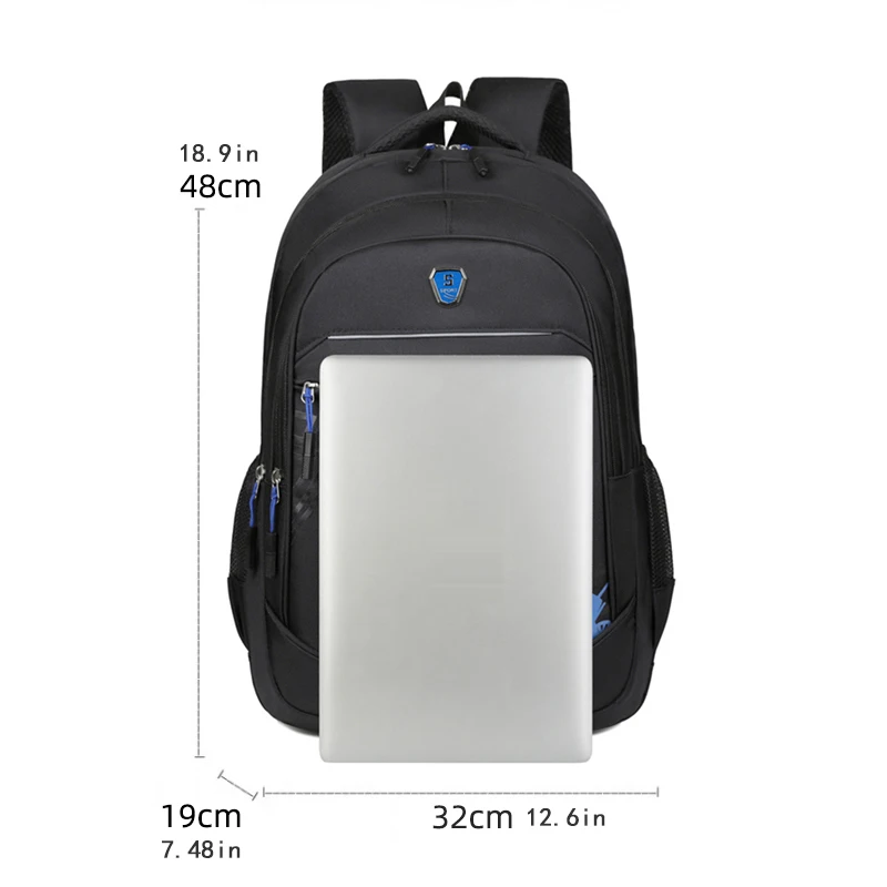 Unisex large-capacity backpack with zippered compartments and padded back panel, made of high-quality and durable polyester, fea