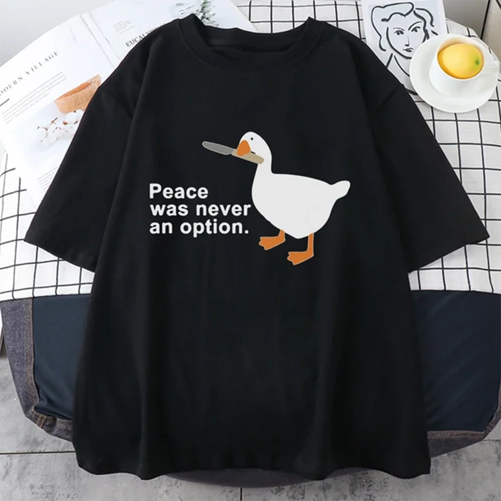 

2024 New Cartoon Duck Fun Printed Women's T-shirt Men's T-shirt Soft Breathable T-shirt Retro Round Neck T-shirt