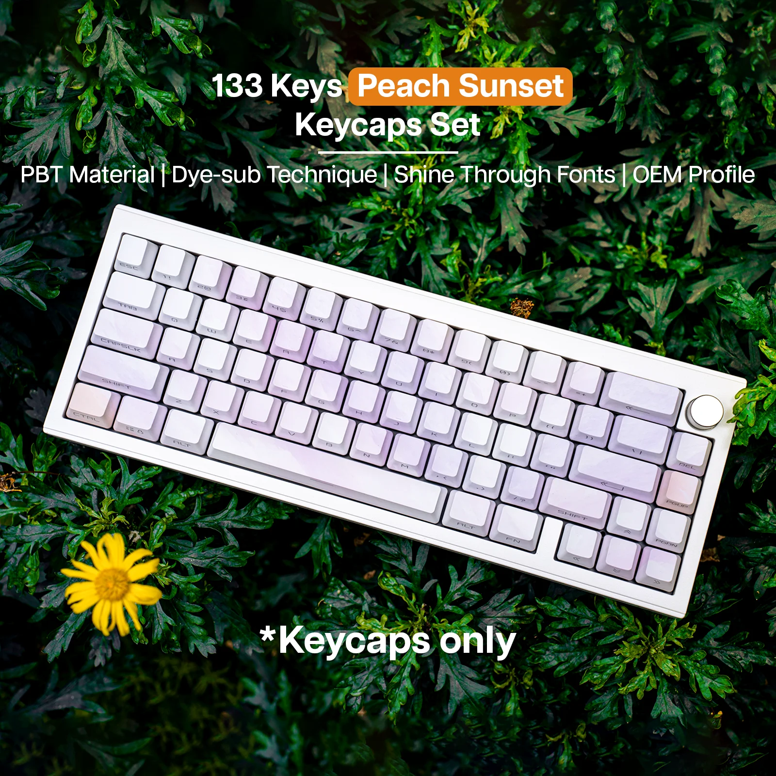 キーボード DrunkDeer G65 / Peach Sunset Keycaps Set Epomaker Peach Sunset Keycaps Set 133 Keys Pbt Side-printed