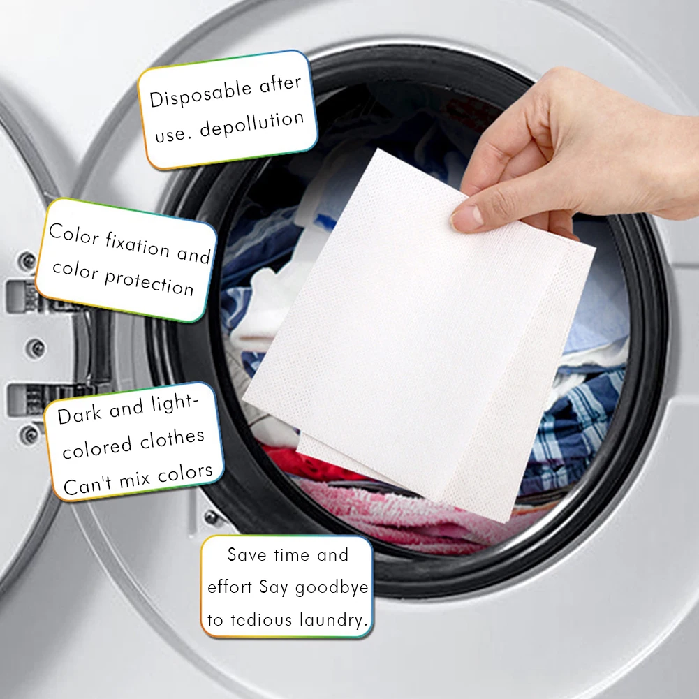 Washing Machine Use Mixed Dyeing Proof Color Absorption Sheet Solid Color Protection Anti Dyed Paper Laundry Papers Catcher 2