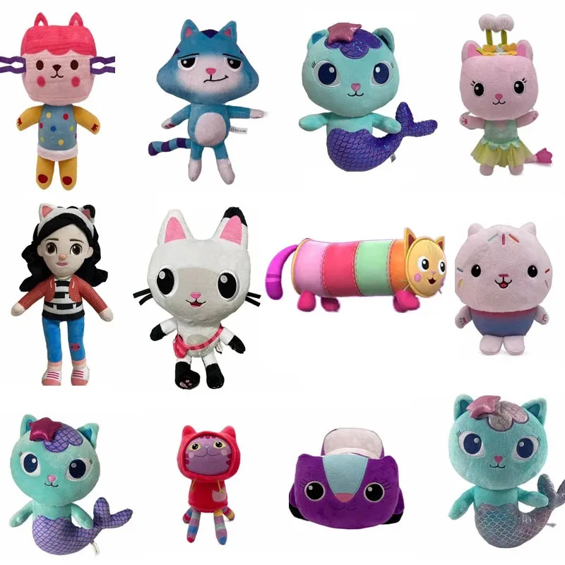 New Gabby Dollhouse Peluche Mercat Cartoon Animali Di Peluche Sorridente Cat Car Cat Abbraccio Gaby Girl Dolls Regali Di Compleanno Per Bambini