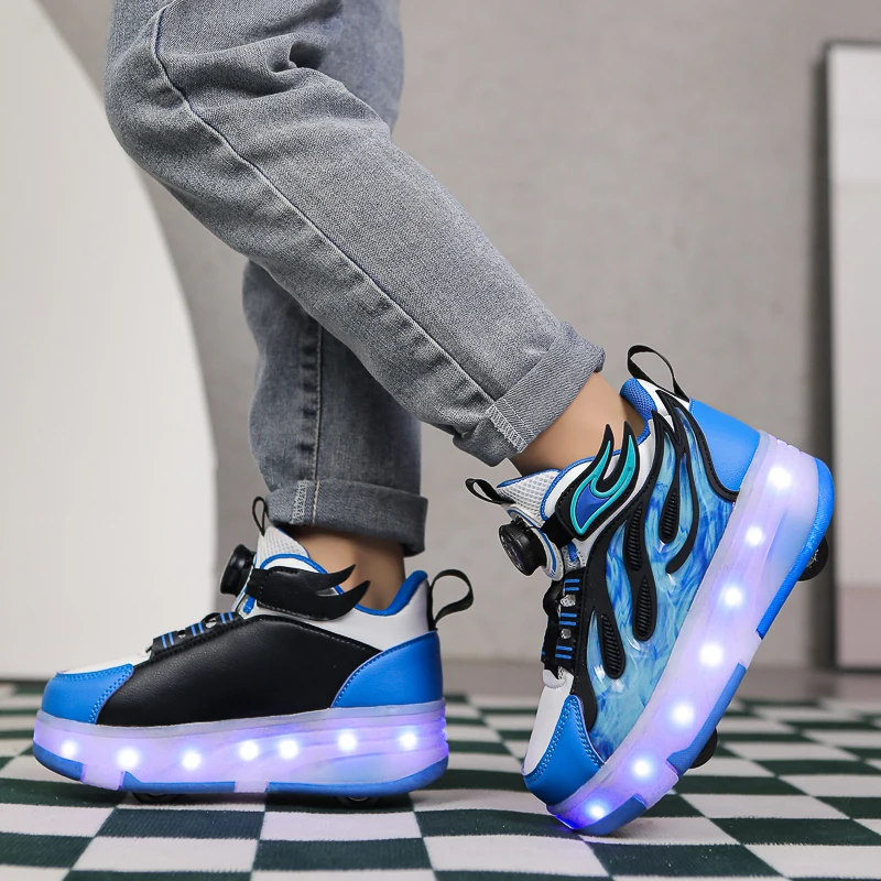 Description Picture 4 of itemChildren's Sports Shoes Roller Skating 4-Wheel USB Charging Spring and Autumn New Casual Outdoor Sports Training Skate Shoes