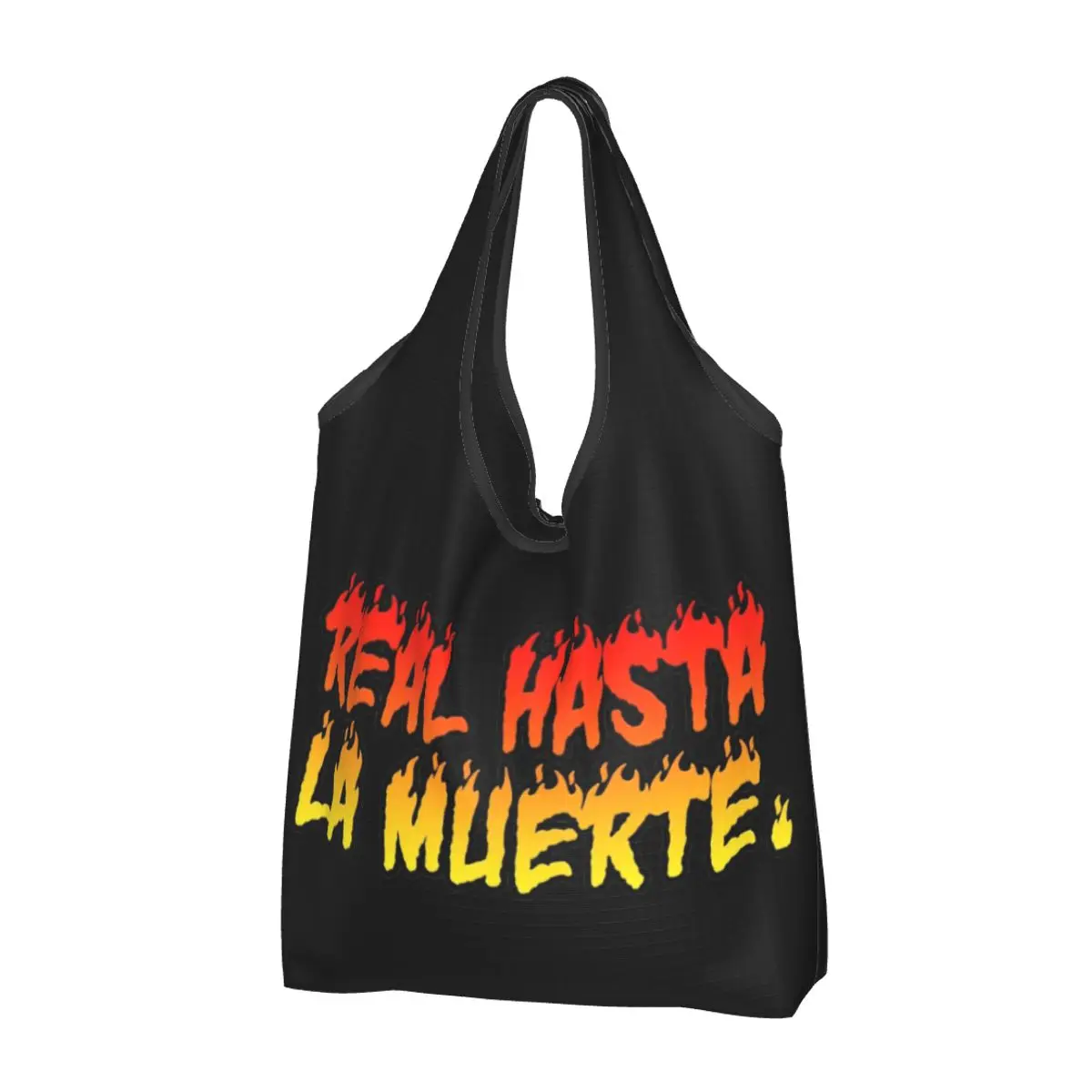 

Reusable Real Hasta La Muerte Grocery Bag Foldable Machine Washable Anuel AA Shopping Bag Large Eco Storage Bag Lightweight