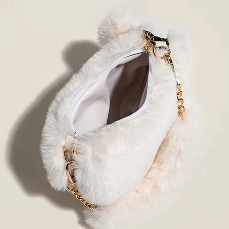 Ladies Shoulder Bag Faux Fur Handbags Women Clutch Purse Love Handbags Heart Shaped Messenger Bag women handbags,faux fur handbags