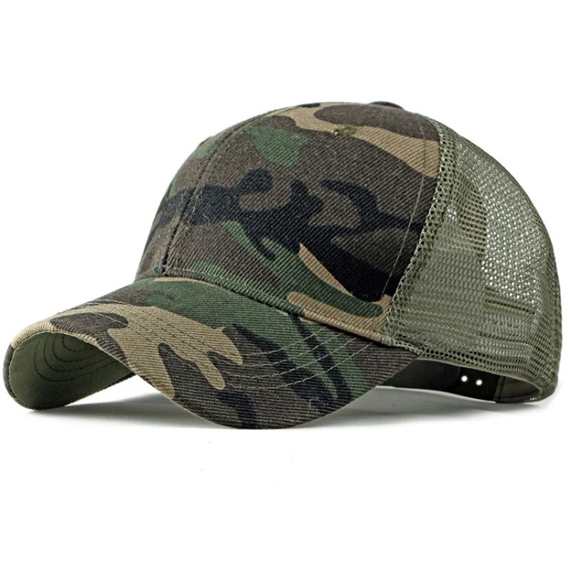 Spring Summer Sun Hat Caps for Men Women Adjustable Baseball Cap Breathable Mesh Trucker Cap Camo