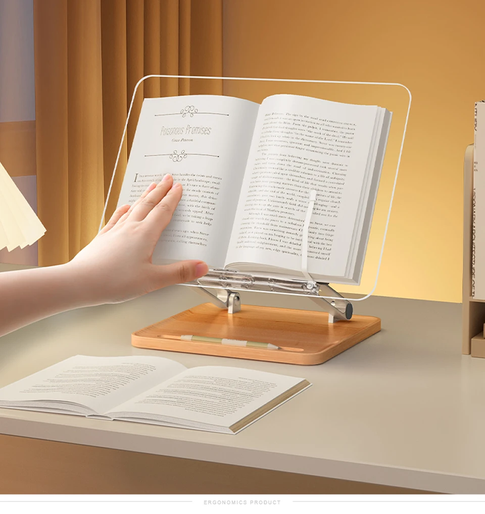 Wooden Reading Transparent Stand