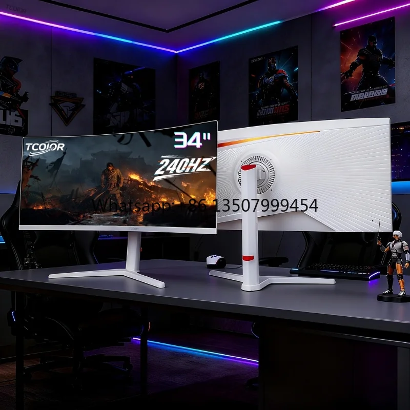 TCOLOR PC 모니터 34인치 커브드 게이밍 모니터 4K 울트라와이드 PC..