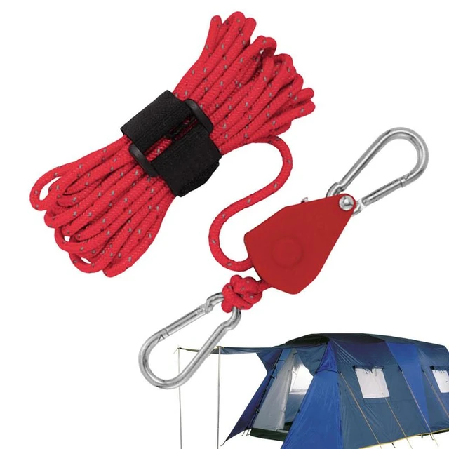 Tent Guy Ropes With Pulley Camping Cord Pulley System Reflective