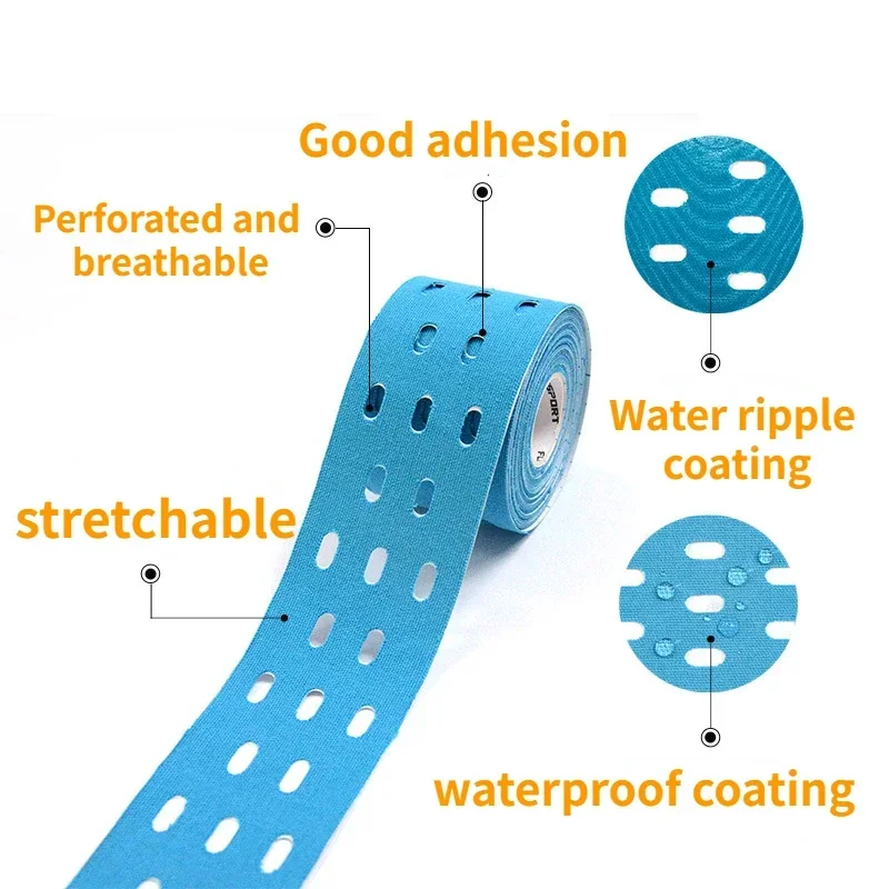 5cm Perforated Kinesiology Elastic Adhesive Tape Cotton Muscle Protection Athletes Breathable Gym Sports Glue Knee Protector sports tape kinesiology tape