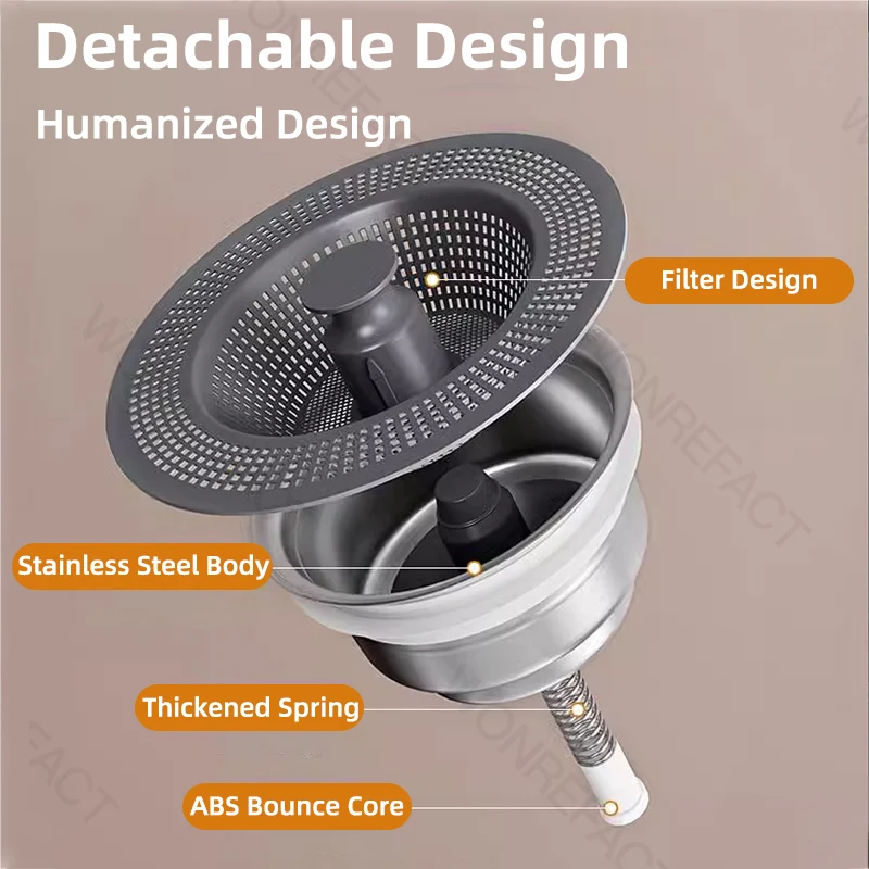 Bathroom Stainless Steel Sink Drainage Filter Pop-up Leak-proof Plug Embedded Filter Detachable Basket Sink Food Catcher sink filter sink strainer hair drain catcher kitchen sink strainer washbasin plug washbasin leak plug