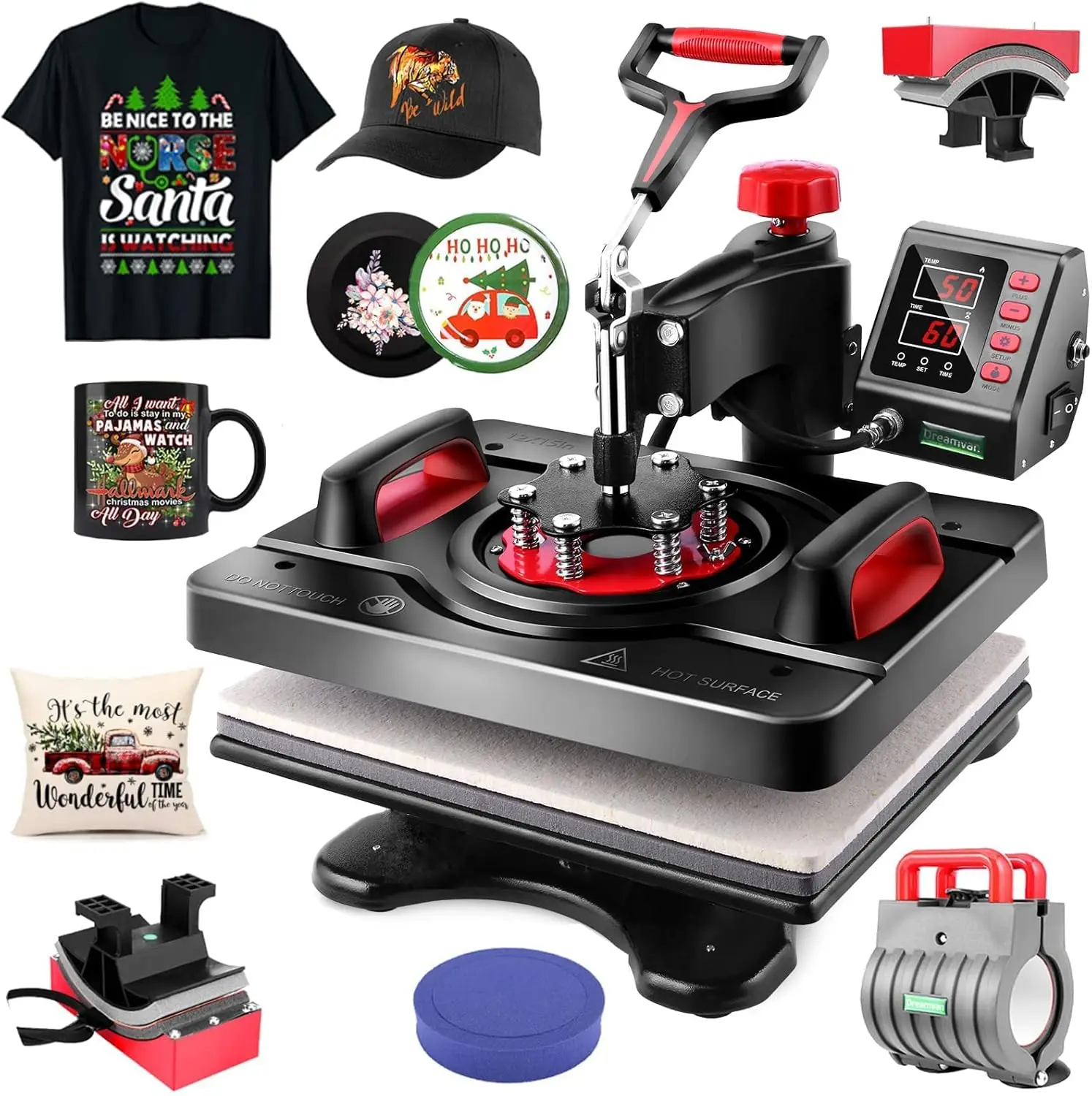 

AKEYDIY Upgraded 5 in 1 Heat Press Machine Digital Combo Sublimation Heat Transfer Machine12" X 15"Swing Away Shirt Printing