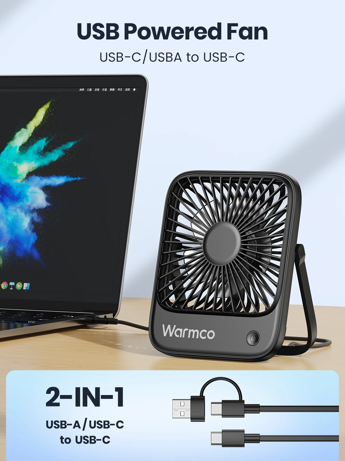 Mini Fan USB Desk Fan Portable Rechargeable 3 Speed Small Desktop Cooling Fan 18