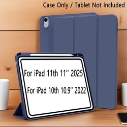 Premium iPad Case with Pencil Holder and Trifold Stand Smart Cover - iPad 11th 10th (Navy)