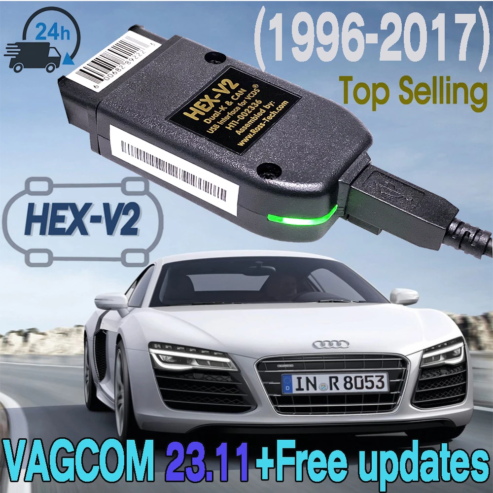 2024 Popolare Vcds Vagcom 23.11 Hex Can Usb Obd Scanner Per Vw Audi Skoda Seat Vag Multilingue Atmega162 Autocom Vag Hex V2 Tool