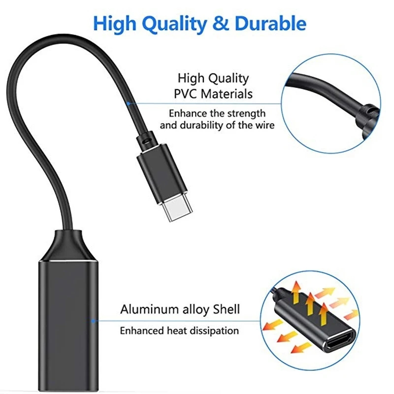 Type C to HDMI compatible Cable Ultra HD 4k USB 3 1 HDTV Cable Adapter Converter