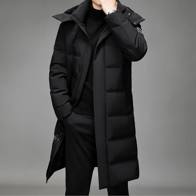 High Quality Fashion Winter Down Jacket Men Brand Warm Thick White Coat Men Hooded Long Parkas White Duck Down Coats Male Jacket