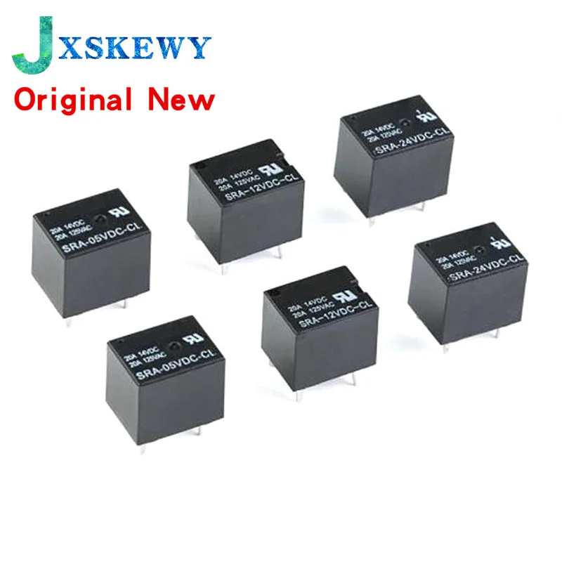 

2PCS 5V 12V 24V 20A DC Power Relay SRA-05VDC-CL SRA-12VDC-CL SRA-24VDC-CL 5Pin PCB Type In stock Black Automobile relay