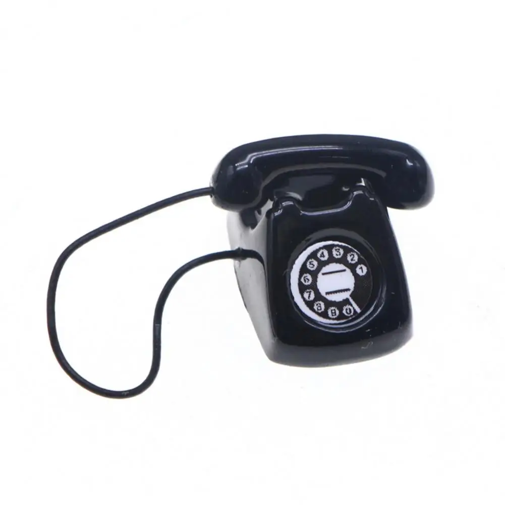 Miniature Figurines Miniature Ornament Mini Telephone Model Miniature Retro Alloy Landline Telephone for Doll Houses Decor Bedroom Phone Booth Scene Props Ornaments