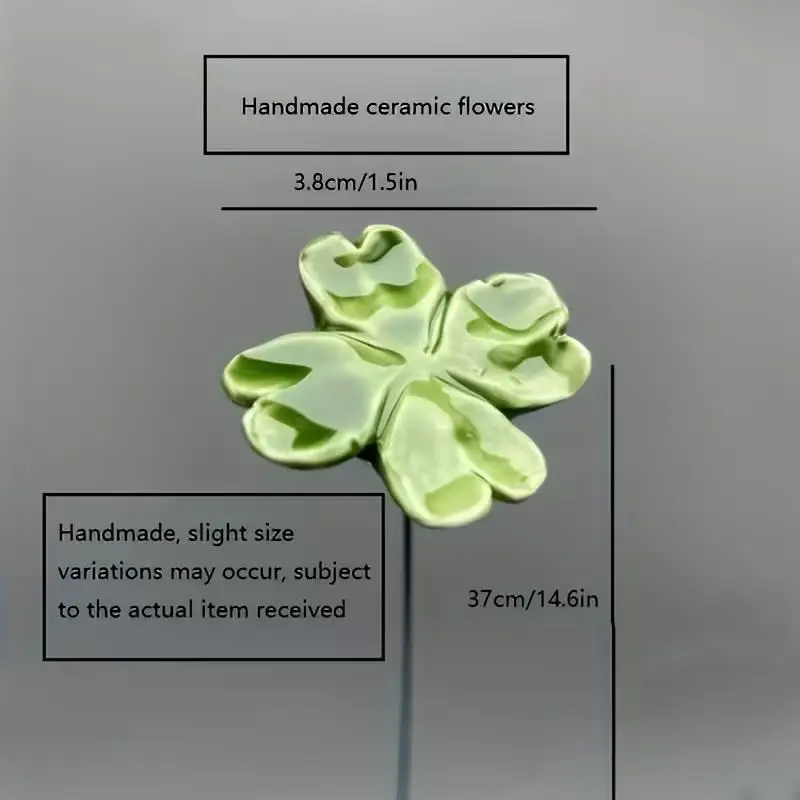 Four-Leaf Clover Eternal Ceramic Flowers - Symbol of Luck, Hope, Faith & Love Home Decor