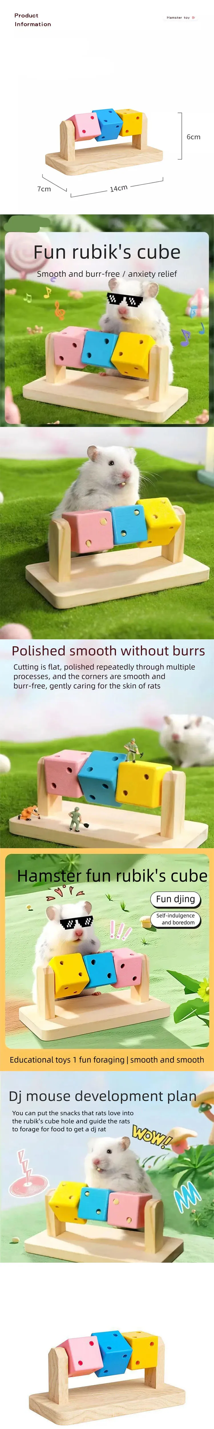 Jouet à mâcher interactif en bois pour petits oiseaux et hamsters_voghion.com