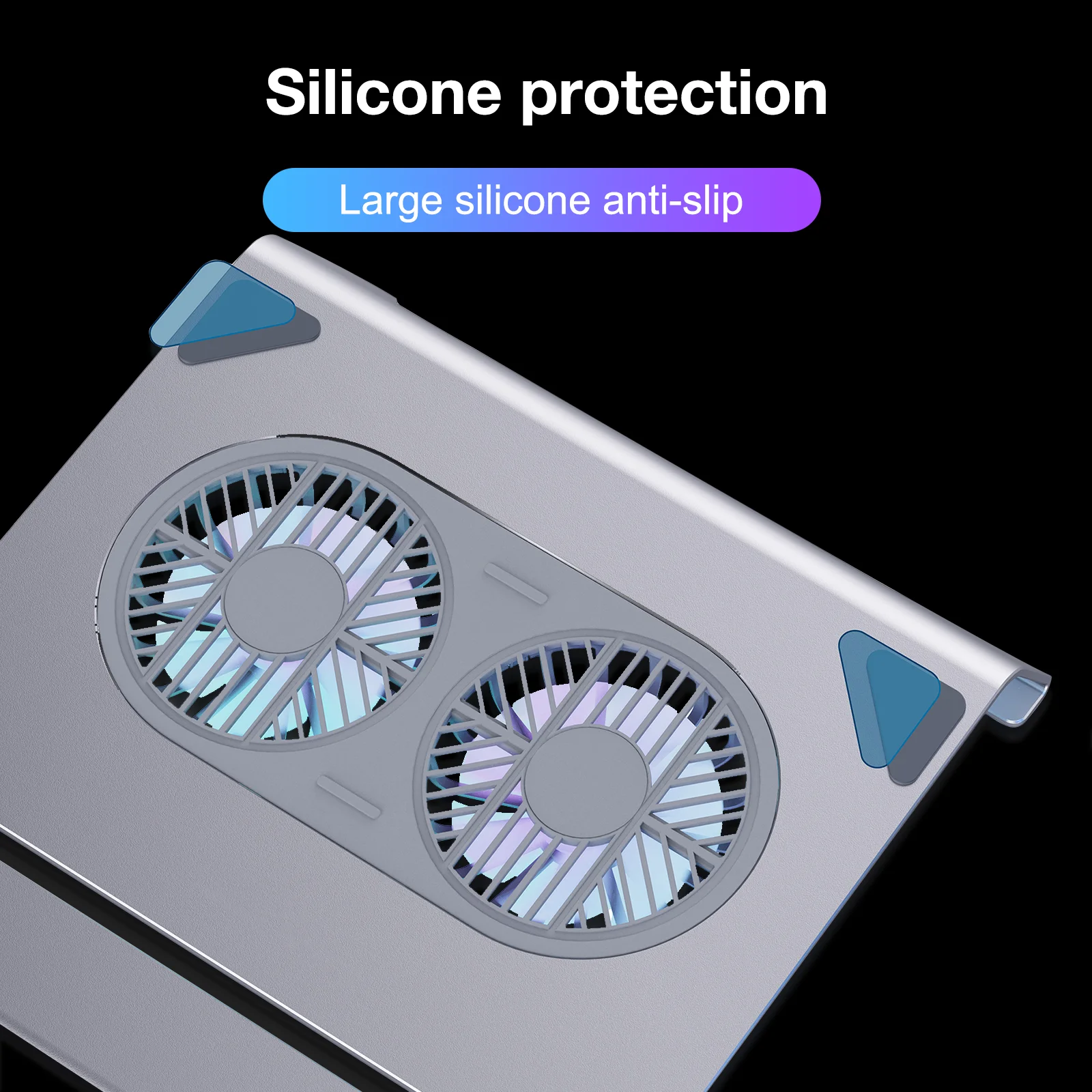 HOWENS Gery 듀얼 고속 팬 알루미늄 합금 스탠드(노트북 쿨러용) 10-15인치 노트북 냉각용 조절식 스탠드 패드