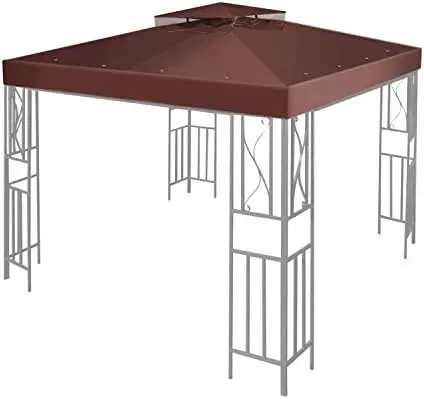 

x 8' Gazebo Canopy Top Replacement Cover (Brown) - Dual Tier Up Tent Accessory with Plain Edge Polyester UV30 Protection Wat Sha