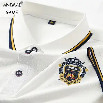 T-shirt polo ricamata estiva da uomo manica corta design bavero traspirante leggero streetwear vestibilità oversize per esterni